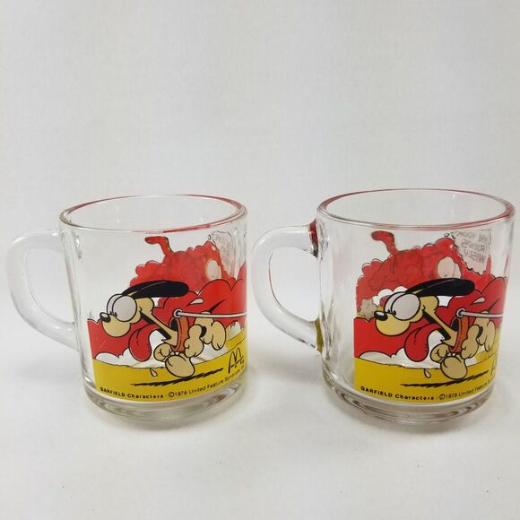 Garfield & Oddie Mug (2) Vtg 1978 Use Your Friends Wisely Glass Mcdonalds Cup - Picture 4 of 16